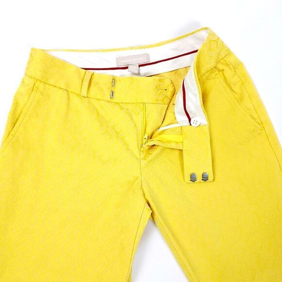 Banana Republic Yellow Cropped Embossed Pants 00P Mid-Rise Tailored Fit - Picture 6 of 6